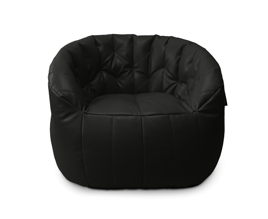 Черное бескаркасное кресло Butterfly Sofa в экокоже Black Sapphire от Ambient Lounge. Элегантный дизайн кокона.