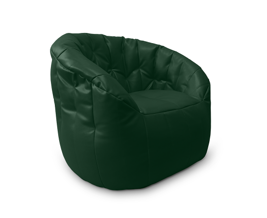 Зеленое бескаркасное кресло Butterfly Sofa в экокоже Forest Green от Ambient Lounge. Природный дизайн кокона.