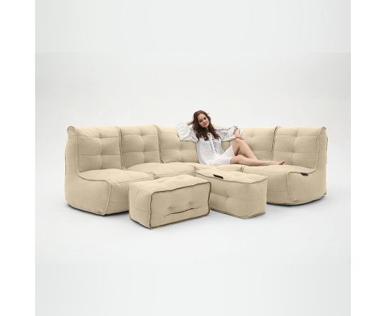 Бескаркасный модульный диван с оттоманкой Mod5 Living Lounge™ - Eco Weave (бежевый), Цвет: Eco Weave, Категория ткани: Шенилл