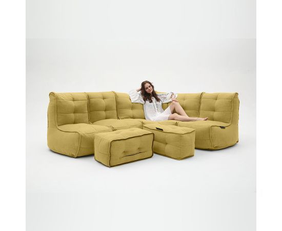 Бескаркасный модульный диван с оттоманкой Mod5 Living Lounge™ - Yellow Shine (желтый), Цвет: Yellow Shine, Категория ткани: Шенилл