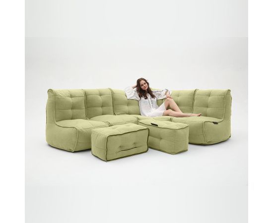 Бескаркасный модульный диван с оттоманкой Mod5 Living Lounge™ - Lime Citrus (светло-зеленый), Цвет: Lime Citrus, Категория ткани: Шенилл