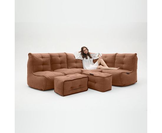 Бескаркасный модульный диван с оттоманкой Mod5 Living Lounge™ - Terra Cocta (терракотовый), Цвет: Terra Cocta, Категория ткани: Шенилл