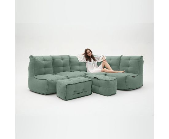 Бескаркасный модульный диван с оттоманкой Mod5 Living Lounge™ - Pepper Mint (светло-зеленый), Цвет: Pepper Mint, Категория ткани: Шенилл