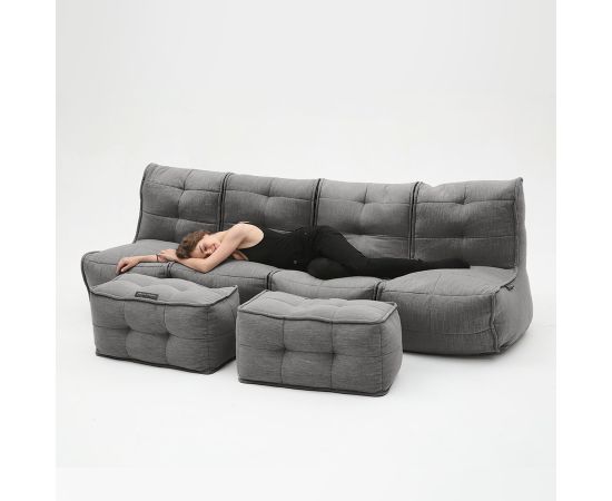 Бескаркасный модульный диван Mod4 Quad Couch™ - Luscious Grey (серый), Цвет: Luscious Grey, Категория ткани: Шенилл