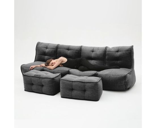 Бескаркасный модульный диван Mod4 Quad Couch™ - Black Sapphire (черный), Цвет: Black Sapphire, Категория ткани: Шенилл