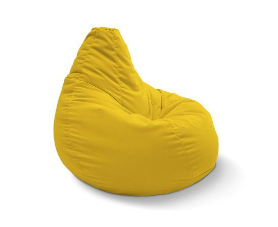 жёлтое классический пуф-мешок Bean Bag велюровое для детской, игровой и офиса — крупный план