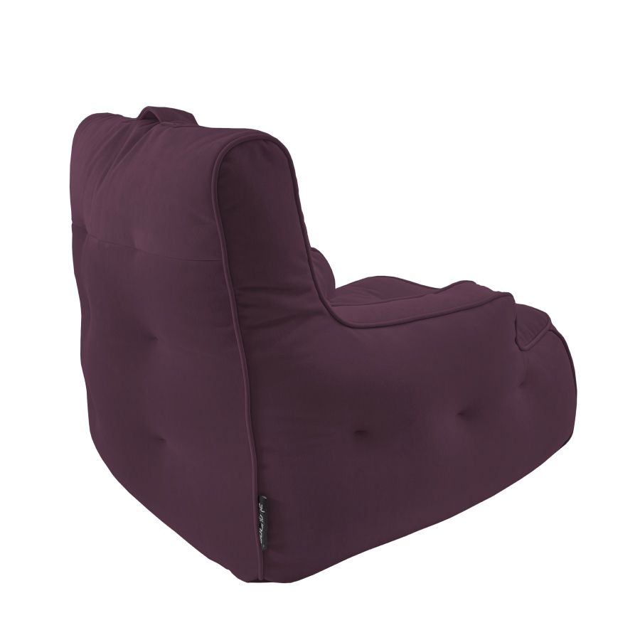 баклажановое уличное лаунж-кресло Tranquility Armchair велюровое для террасы, сада и веранды — вид сбоку