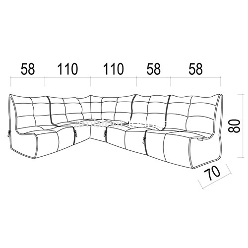 тёмно-серое Г-образный модульный диван Mod4 L Sofa из Sofa Weave для гостиной и зала