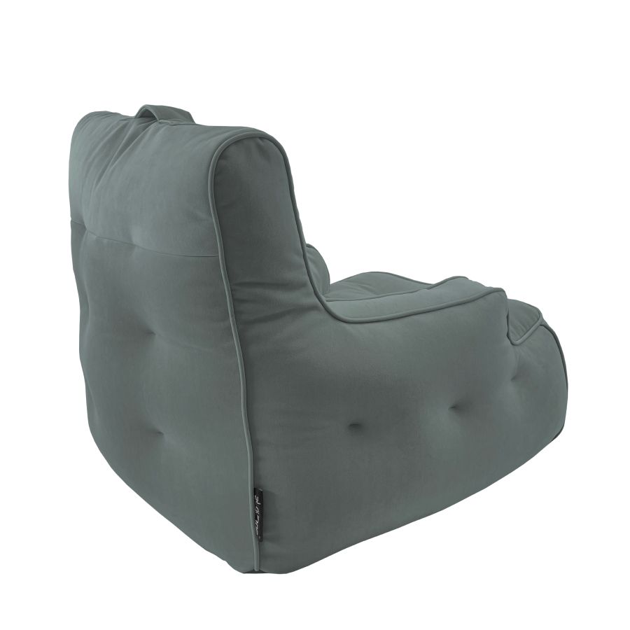 серое уличное лаунж-кресло Tranquility Armchair велюровое для террасы, сада и веранды — вид сбоку