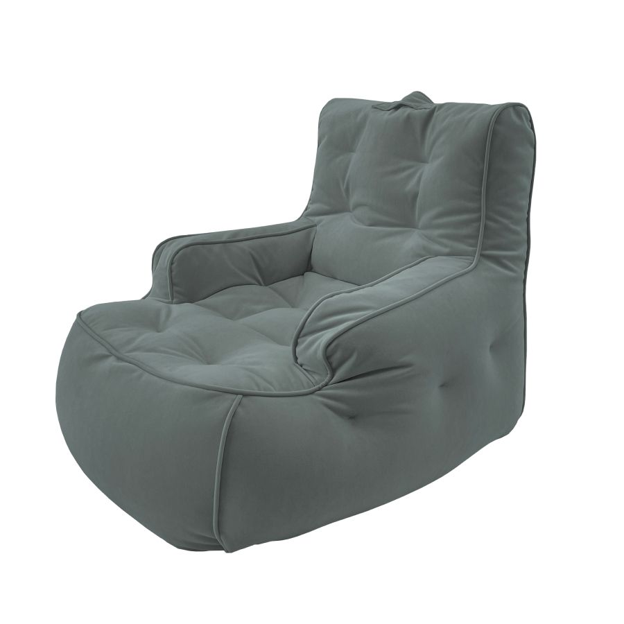 серое уличное лаунж-кресло Tranquility Armchair велюровое для террасы, сада и веранды — фото в интерьере