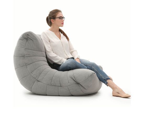 серое акустический бескаркасный диван Acoustic Sofa из Sofa Weave для домашнего кинотеатра, офиса и студии — вид сбоку