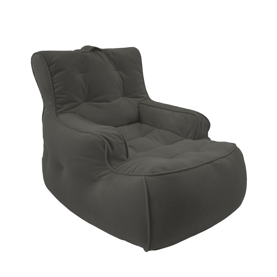 чёрное-графитовое уличное лаунж-кресло Tranquility Armchair велюровое для террасы, сада и веранды