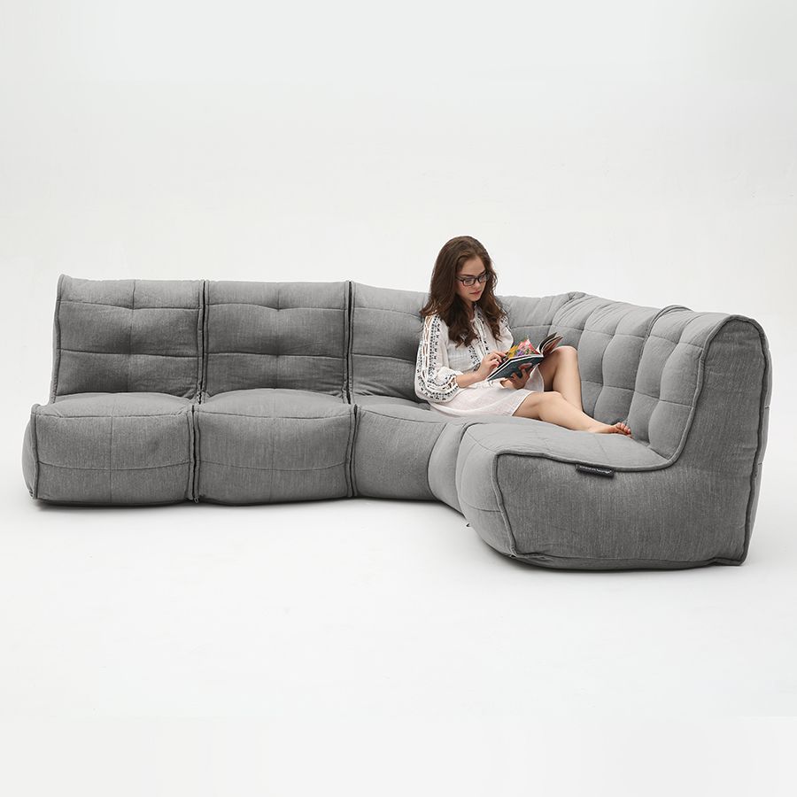 тёмно-серое Г-образный модульный диван Mod4 L Sofa шенилловое для гостиной и зала