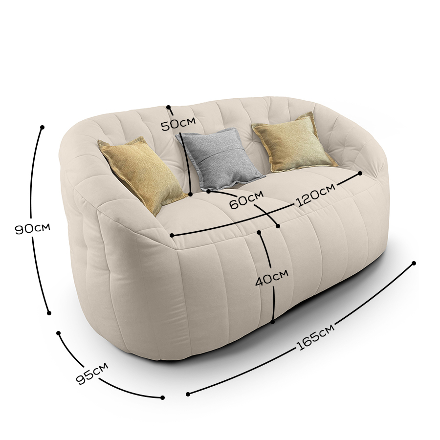 белое двойной бескаркасный диван Butterfly Twin Sofa велюровое для гостиной и домашнего кинотеатра