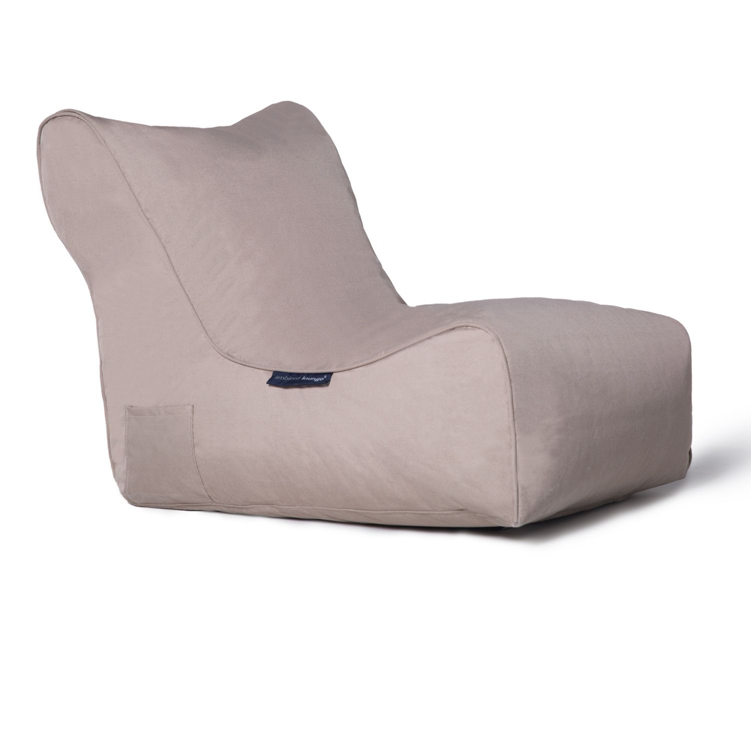 серо-бежевое уличный бескаркасный диван Evolution Sofa уличное (Oxford) для террасы, сада и веранды — вид сбоку