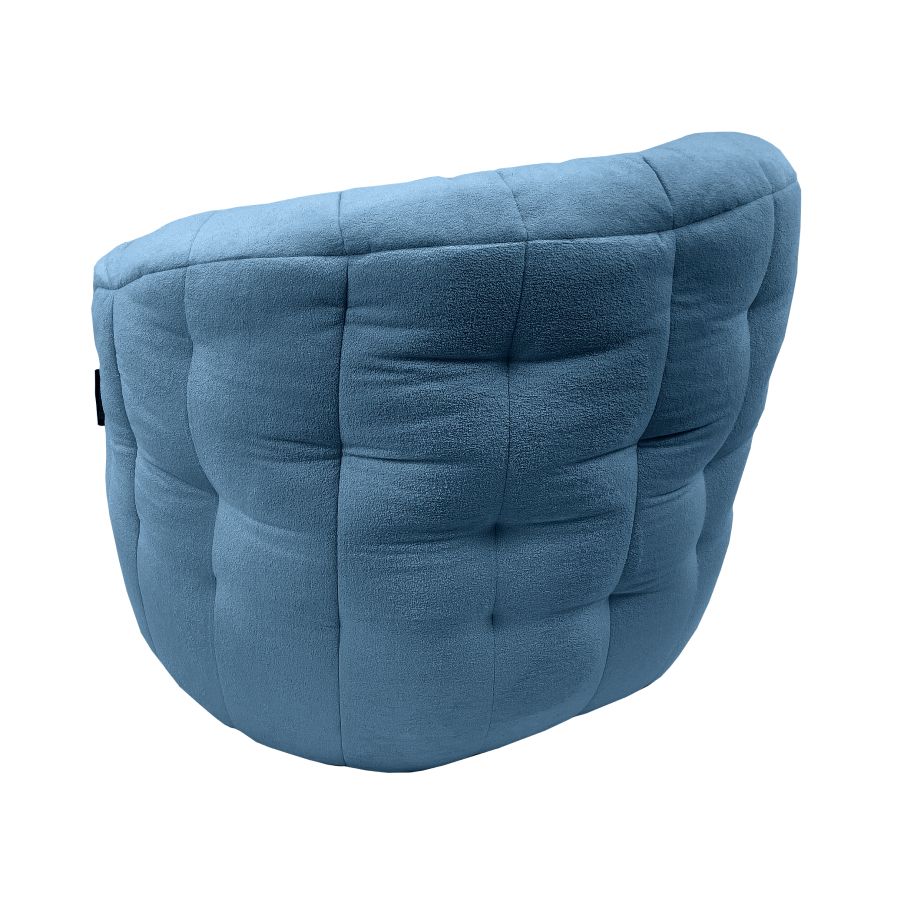синее полукруглое бескаркасное кресло Butterfly Sofa для гостиной, домашнего кинотеатра и офиса — крупный план