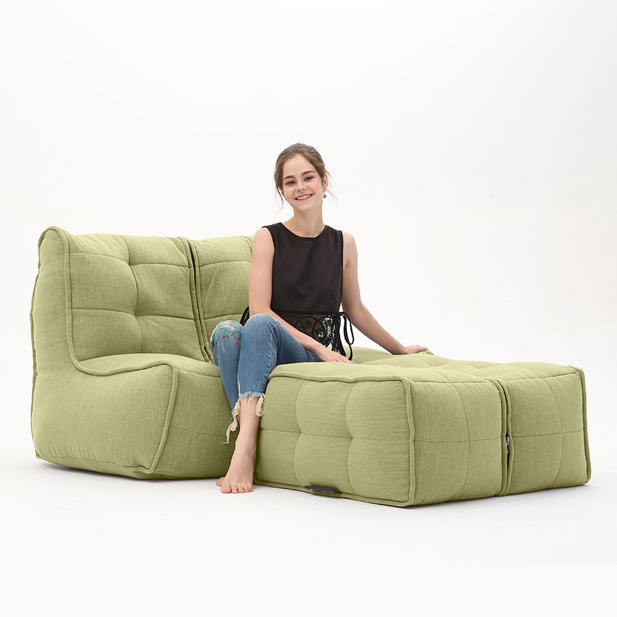 зелёное просторный модульный диван Twin Couch Deluxe шенилловое для гостиной и лаунж-зоны