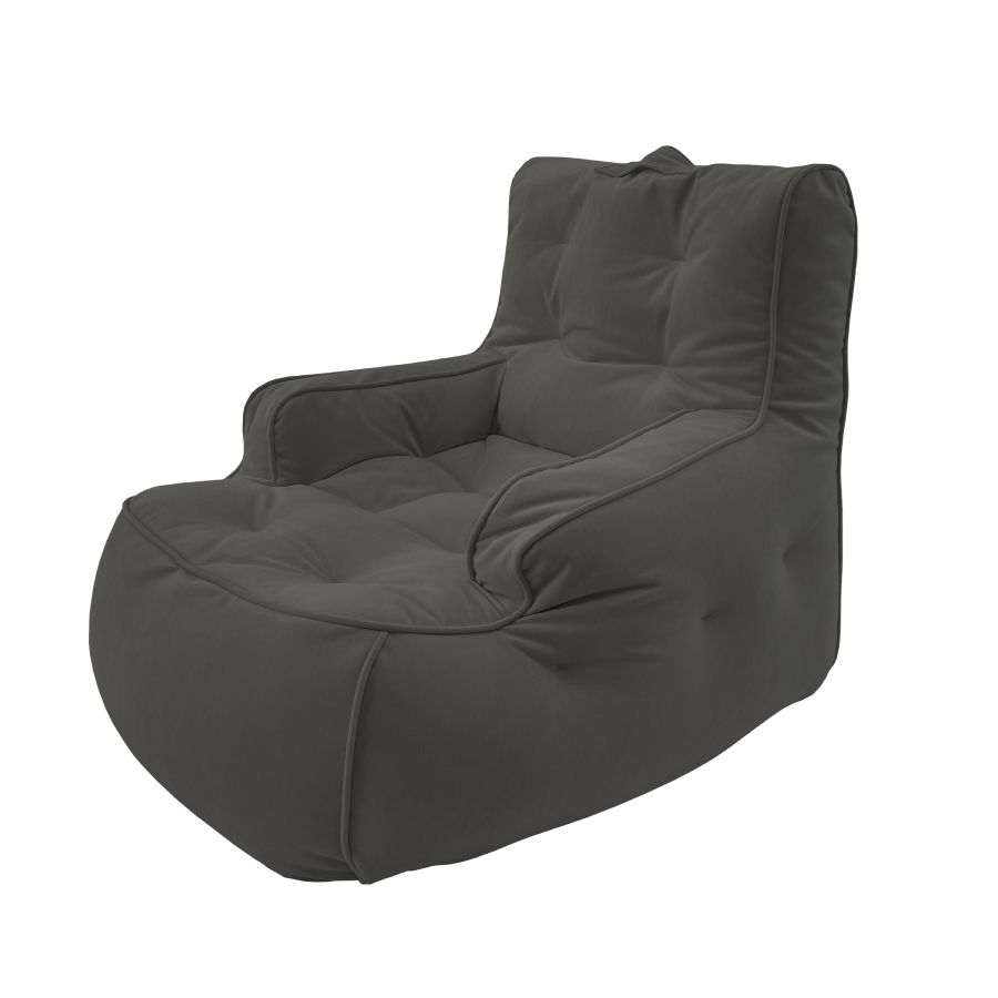 чёрное-графитовое уличное лаунж-кресло Tranquility Armchair велюровое для террасы, сада и веранды — фото в интерьере