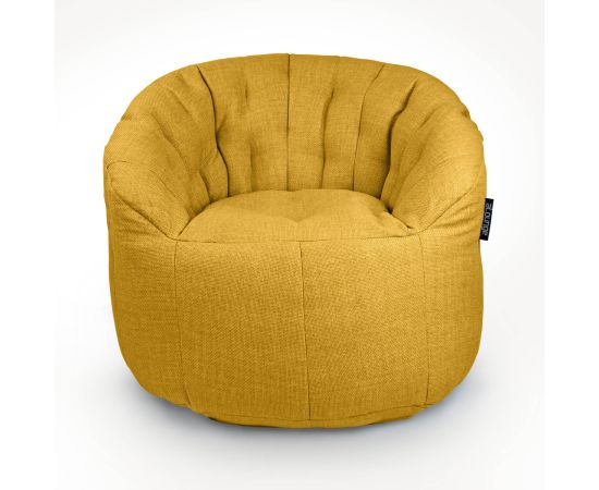 жёлтое полукруглое бескаркасное кресло Butterfly Sofa из рогожки — дизайн и качество