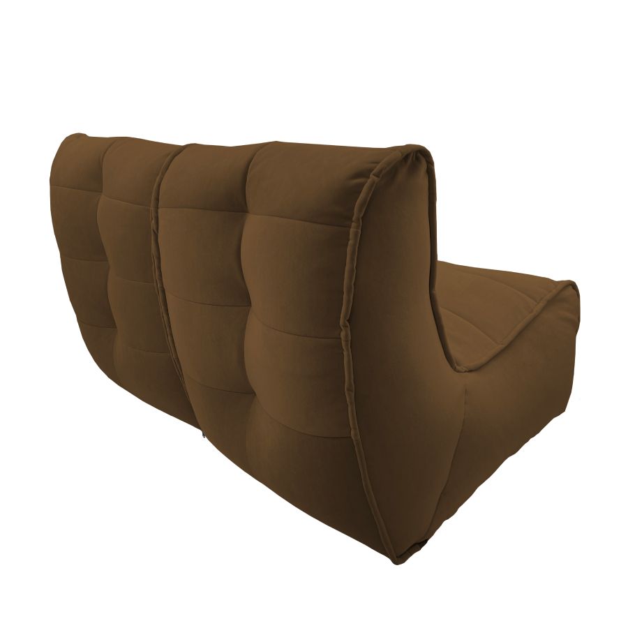 шоколадное двойной модульный диван Twin Couch велюровое для гостиной и переговорной — вид сбоку