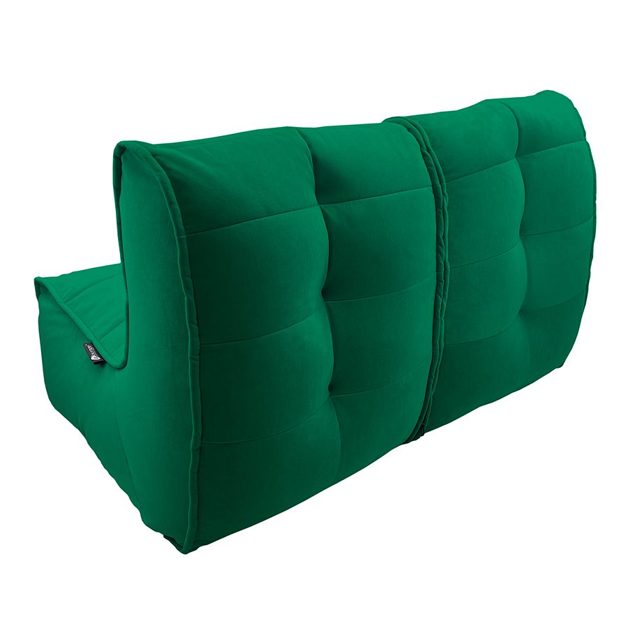 зелёное двойной модульный диван Twin Couch велюровое для гостиной и переговорной — крупный план