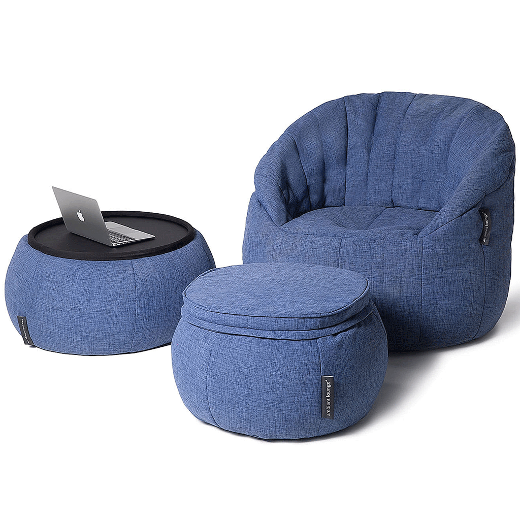 синее комплект бескаркасной мебели Contempo Package из Sofa Weave для гостиной и переговорной