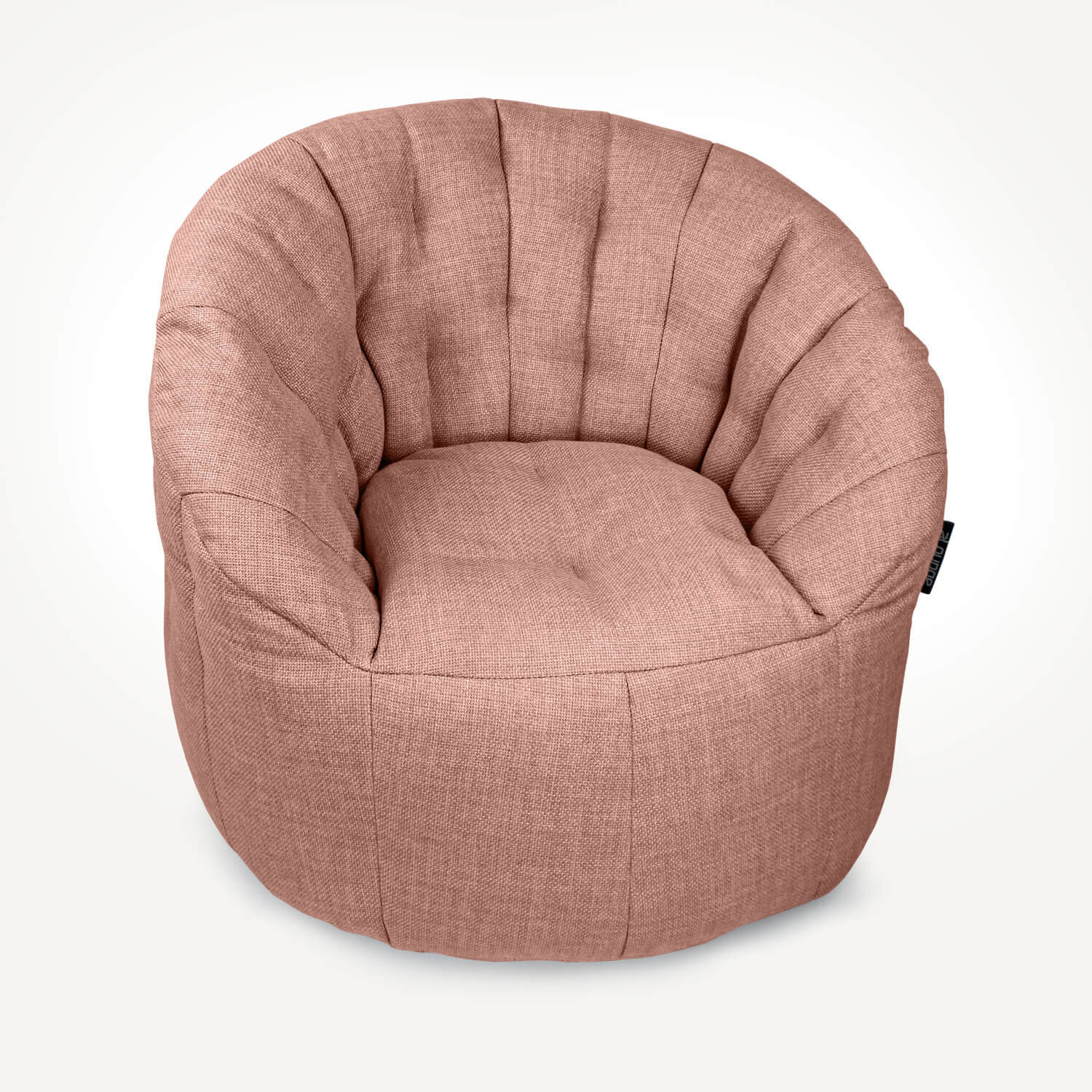 розовое полукруглое бескаркасное кресло Butterfly Sofa из рогожки для гостиной, домашнего кинотеатра и офиса — вид сбоку