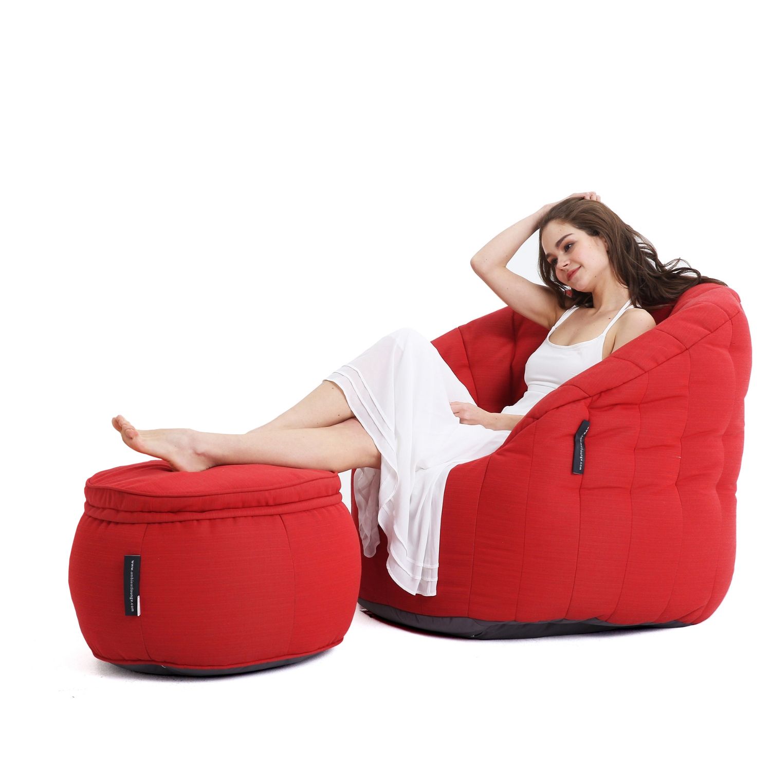 красное кресло-шезлонг бескаркасное Butterfly Chaise уличное (Oxford) для гостиной, спальни и лаунж-зоны