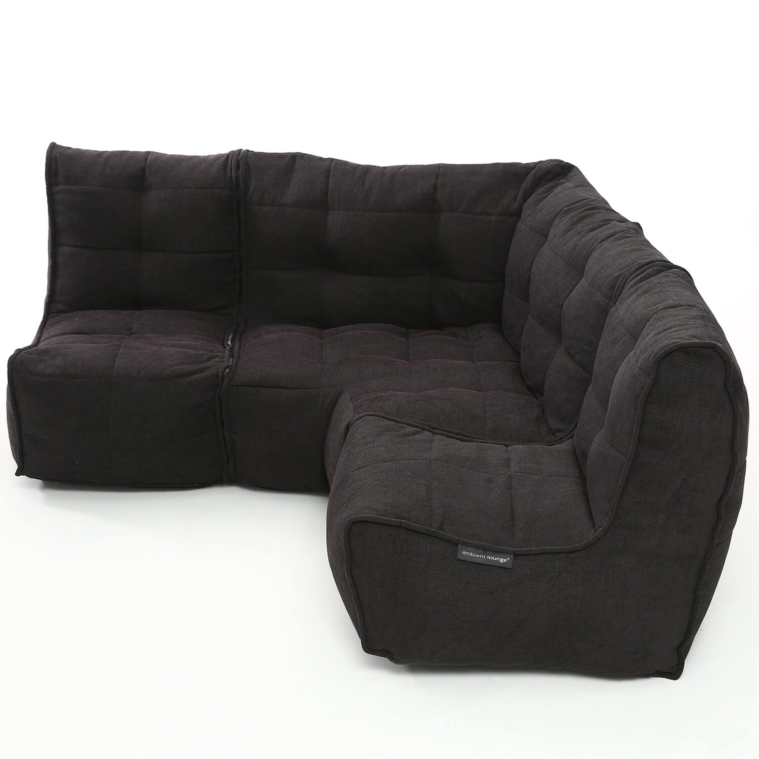 чёрное-графитовое угловой модульный диван Mod3 Cozy Corner из Sofa Weave для гостиной и кабинета — вид сбоку