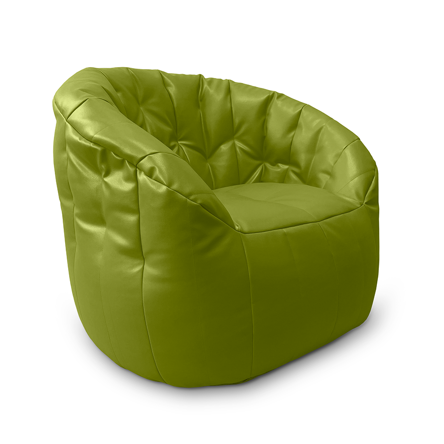 зелёное полукруглое бескаркасное кресло Butterfly Sofa из экокожи для гостиной, домашнего кинотеатра и офиса