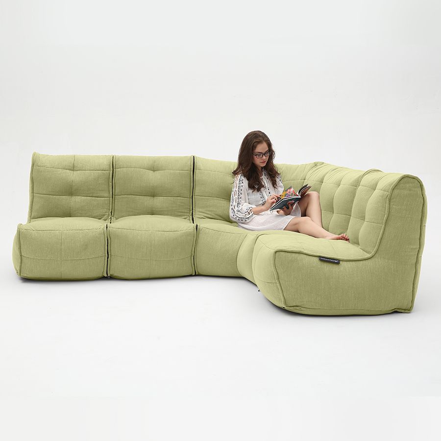 зелёное Г-образный модульный диван Mod4 L Sofa шенилловое для гостиной и зала