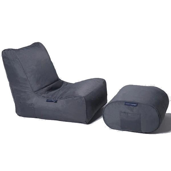 тёмно-серое уличный шезлонг Evolution Chaise уличное (Oxford) для террасы и бассейна — фото в интерьере