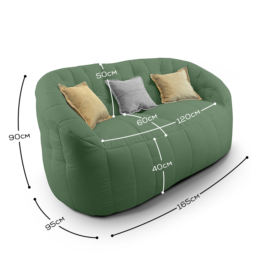 зелёное двойной бескаркасный диван Butterfly Twin Sofa велюровое для гостиной и домашнего кинотеатра