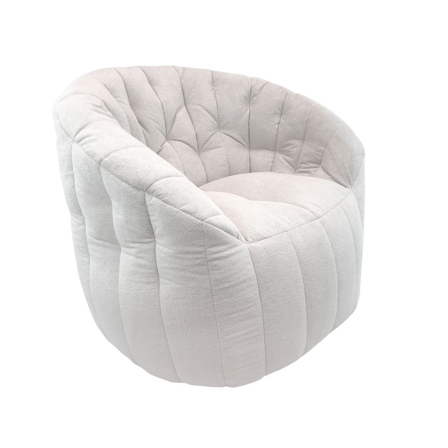 светло-серое полукруглое бескаркасное кресло Butterfly Sofa для гостиной, домашнего кинотеатра и офиса — вид сбоку
