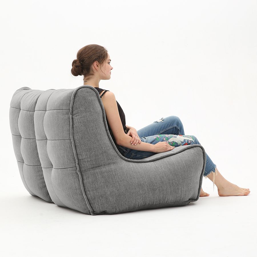 тёмно-серое двойной модульный диван Twin Couch шенилловое для гостиной и переговорной — фото в интерьере