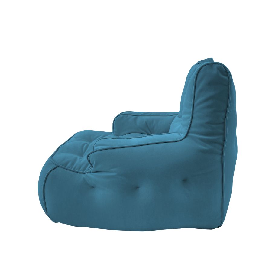синее уличное лаунж-кресло Tranquility Armchair велюровое для террасы, сада и веранды