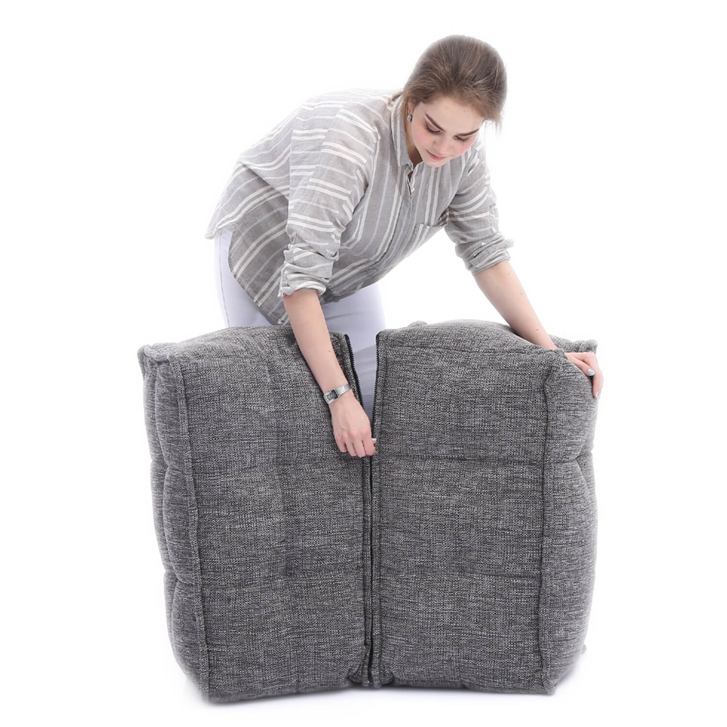 Twin Ottoman - Luscious Grey (Sofa Weave) в интерьере гостиная