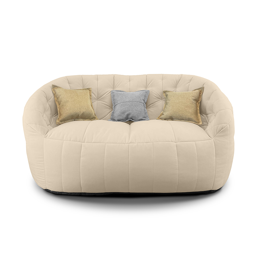 белое двойной бескаркасный диван Butterfly Twin Sofa велюровое для гостиной и домашнего кинотеатра