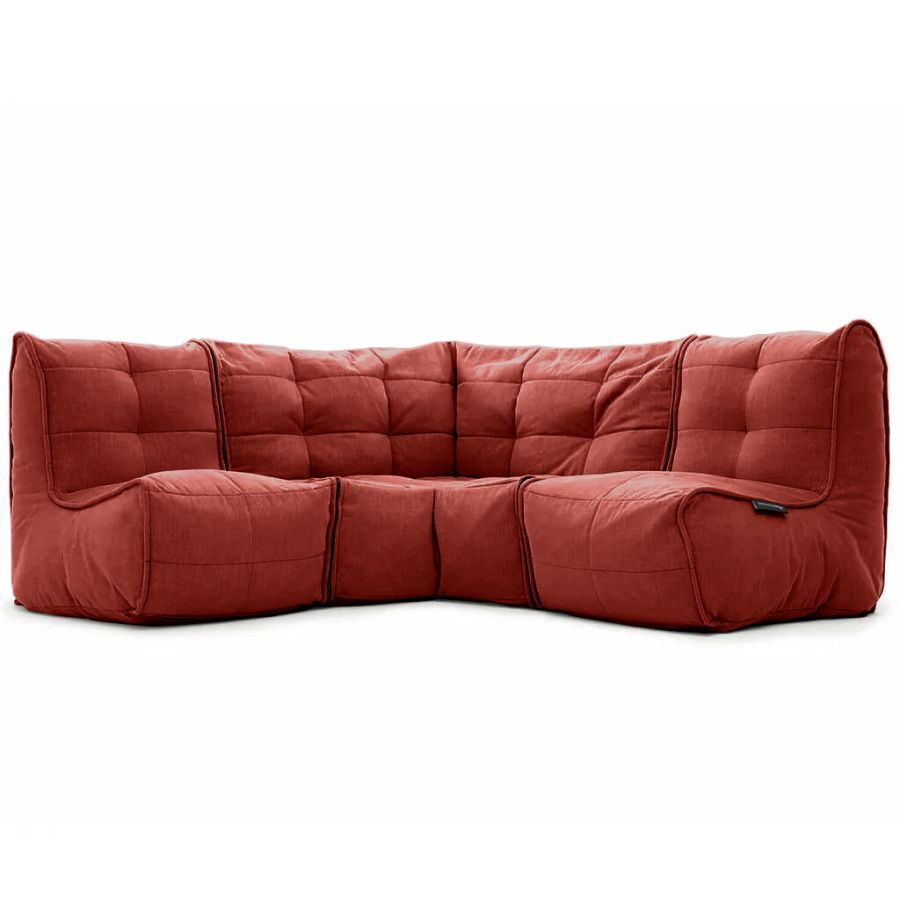 красное угловой модульный диван Mod3 Cozy Corner шенилловое для гостиной и кабинета — фото в интерьере