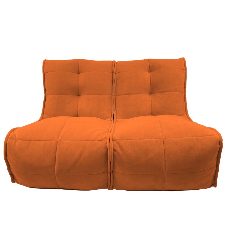 терракотовое двойной модульный диван Twin Couch велюровое в интерьере гостиная