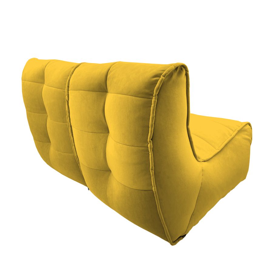 жёлтое двойной модульный диван Twin Couch велюровое для гостиной и переговорной — вид сбоку