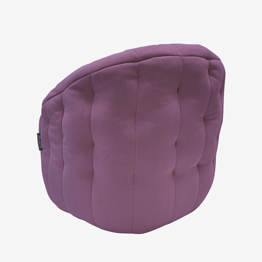 розовое полукруглое бескаркасное кресло Butterfly Sofa велюровое для гостиной, домашнего кинотеатра и офиса — вид сбоку