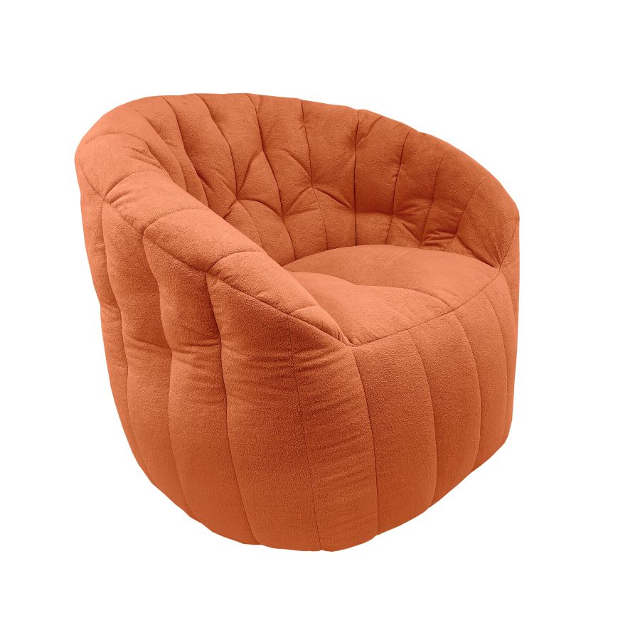терракотовое полукруглое бескаркасное кресло Butterfly Sofa для гостиной, домашнего кинотеатра и офиса — вид сбоку