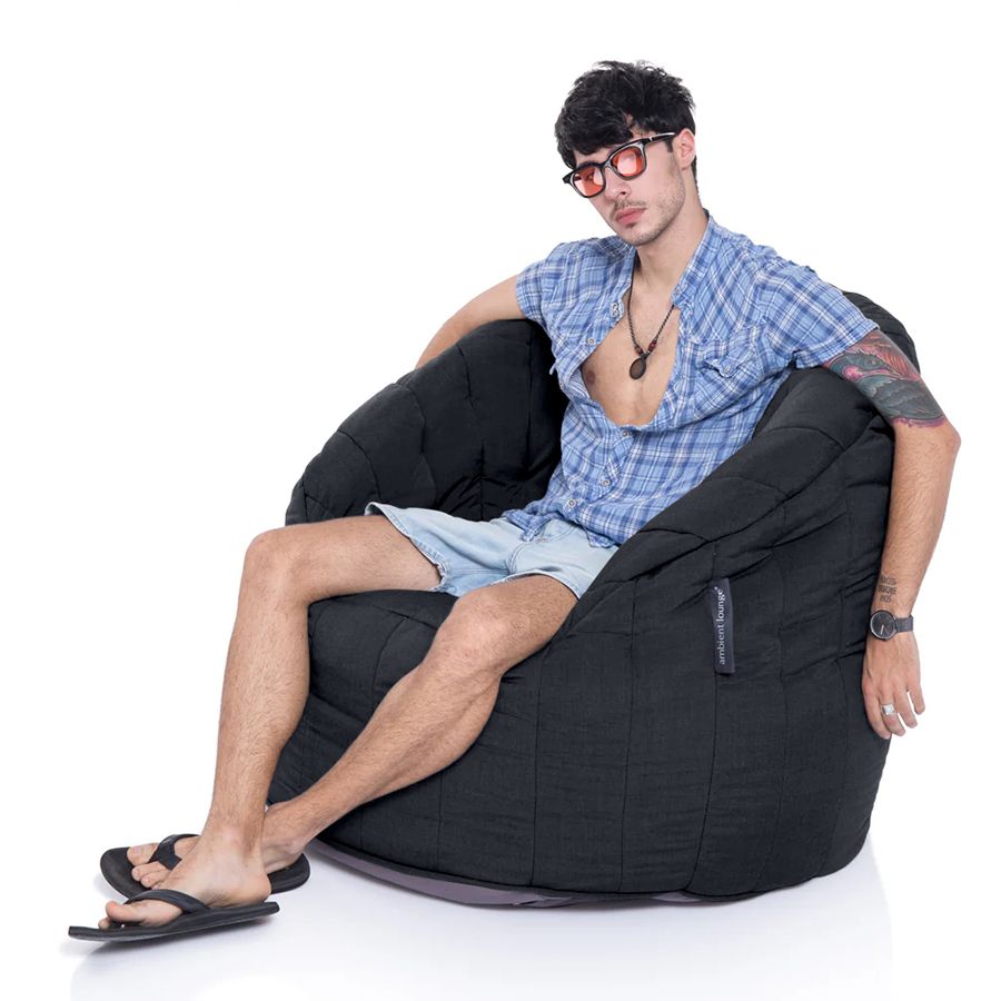 тёмно-серое полукруглое бескаркасное кресло Butterfly Sofa уличное из олефина для гостиной, домашнего кинотеатра и офиса
