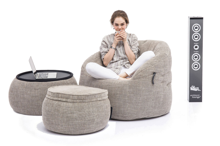 натуральное комплект бескаркасной мебели Contempo Package из Sofa Weave в интерьере гостиная