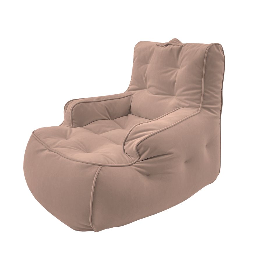 пудровое уличное лаунж-кресло Tranquility Armchair велюровое для террасы, сада и веранды — фото в интерьере