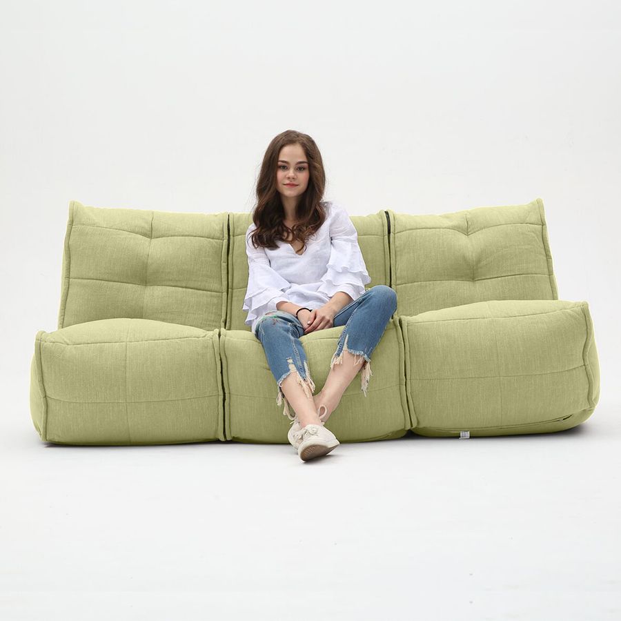 зелёное модульный диван-кинотеатр Mod3 Movie Couch шенилловое для домашнего кинотеатра и гостиной — крупный план