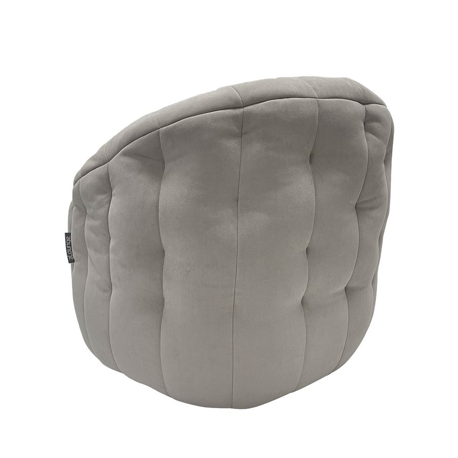 светло-серое полукруглое бескаркасное кресло Butterfly Sofa велюровое для гостиной, домашнего кинотеатра и офиса — вид сбоку