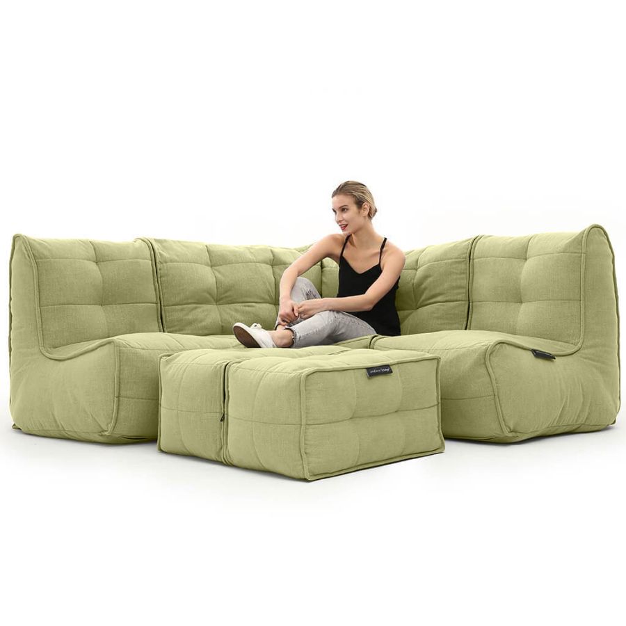 зелёное большой угловой диван Mod4 Corner Deluxe шенилловое для гостиной и переговорной