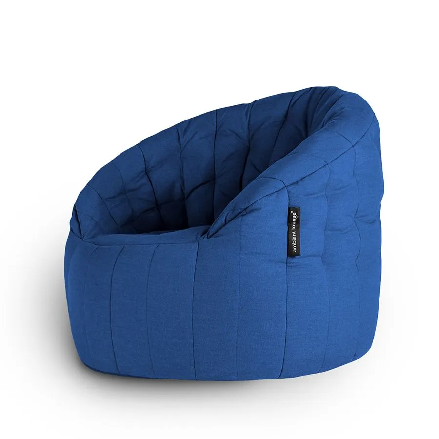 тёмно-синее полукруглое бескаркасное кресло Butterfly Sofa уличное (Oxford) для гостиной, домашнего кинотеатра и офиса